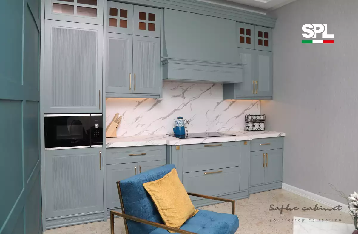 کابینت آشپزخانه فیلی رنگ با طرح جدید